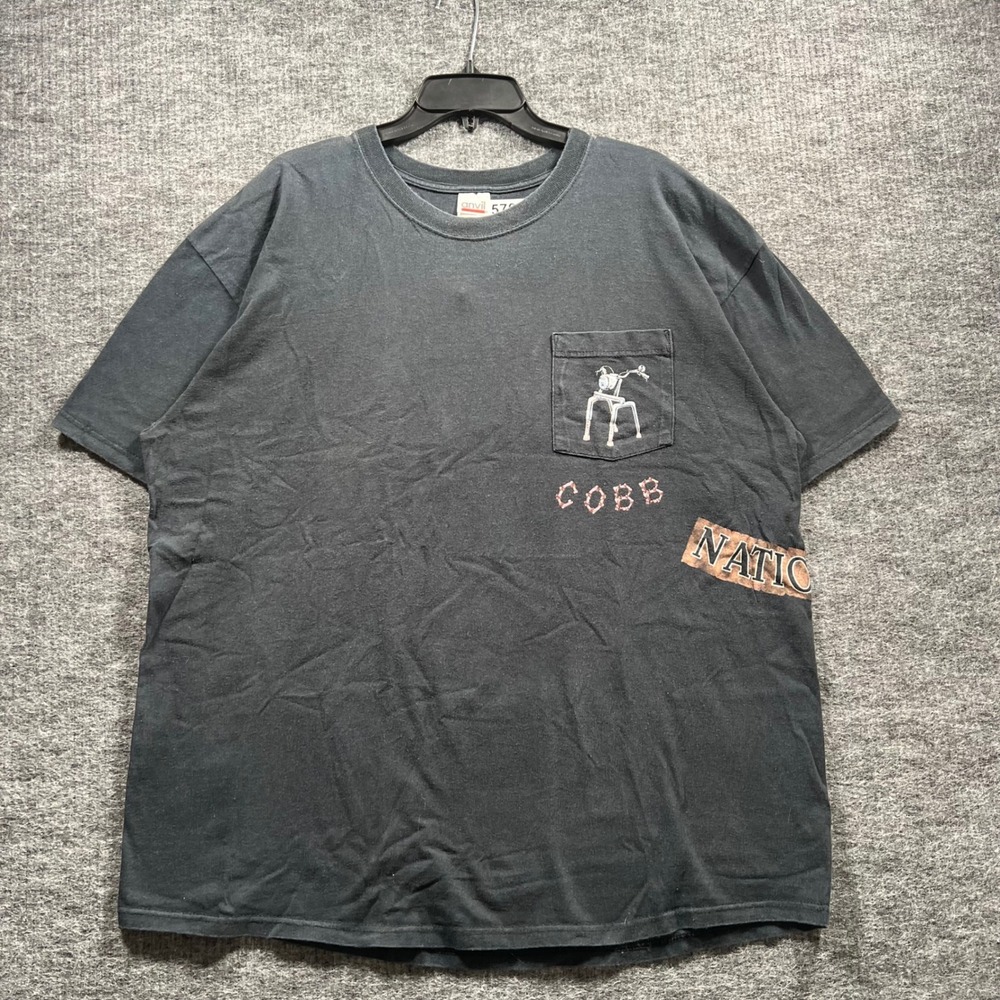 Anvil Crippled Old Biker Bastards COBB Graphic Pocket T-Shirt Black Mens 2XL